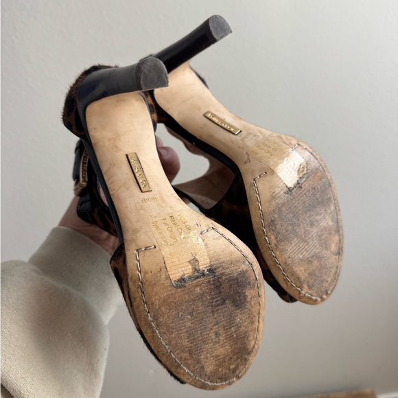 Louise et Cie Real Cowhide Leopard Cheetah Animal Print Peep Toe Heels size 6 - Picture 6 of 7